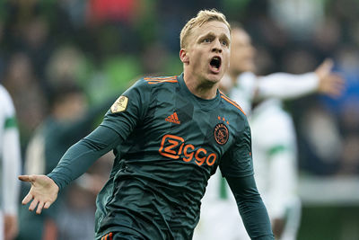 GRONINGEN ,  26-01-2020 Euroborg stadium, Dutch Eredivisie Football season 2019 / 2020 .   Ajax player Donny van de Beek after the 2-1  during the match FC Groningen - Ajax