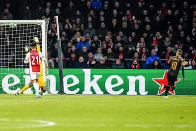 AMSTERDAM, 10-12-2019 , JohanCruyff Arena, season 2019 / 2020 of the UEFA Champions League between Ajax and FC Valencia. Valencia player Kevin Gameiro scores the 0-1