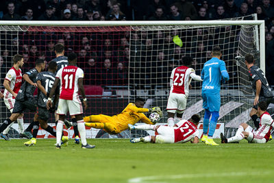 AMSTERDAM, 19-01-2020, football, Johan Cruijff ArenA, Dutch eredivisie, season 2019-2020, safe by Ajax goalkeeper Andre Onana, during the match Ajax - Sparta,  Final score : 2-1