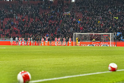 AMSTERDAM, JohanCruyff Arena, 22-12-2019, Dutch football Eredivisie season 2019-2020. Ajax celebrating the victory after the game Ajax - ADO Den Haag 6-1.