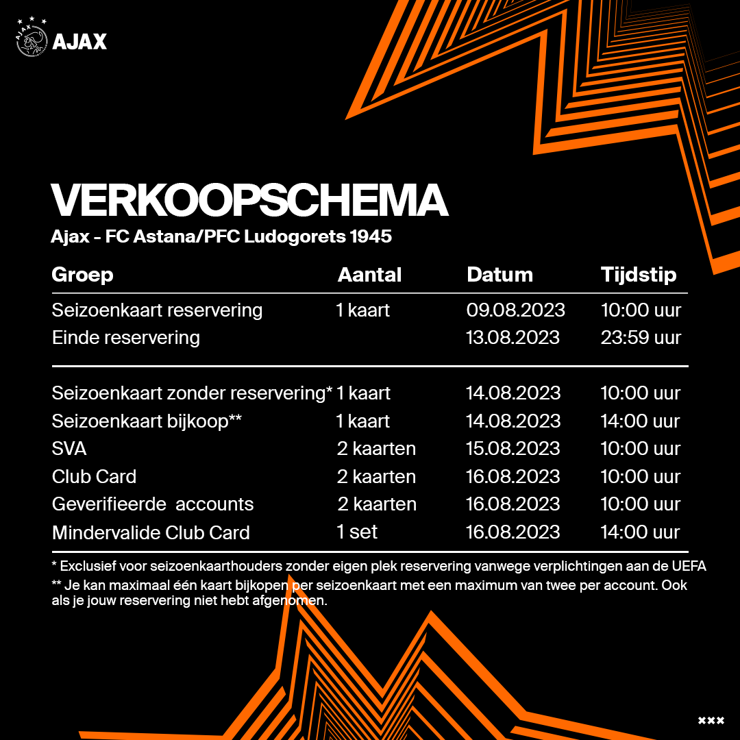 AJAX Verkoopschema EL Playoffsbijkooppng