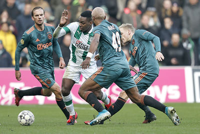 GRONINGEN, 26-01-2020, Hitachi Capital Mobility Stadium Dutch football Eredivisie season 2019-2020.  Groningen - Ajax. Joel Asoro of FC Groningen, Ryan Babel of Ajax