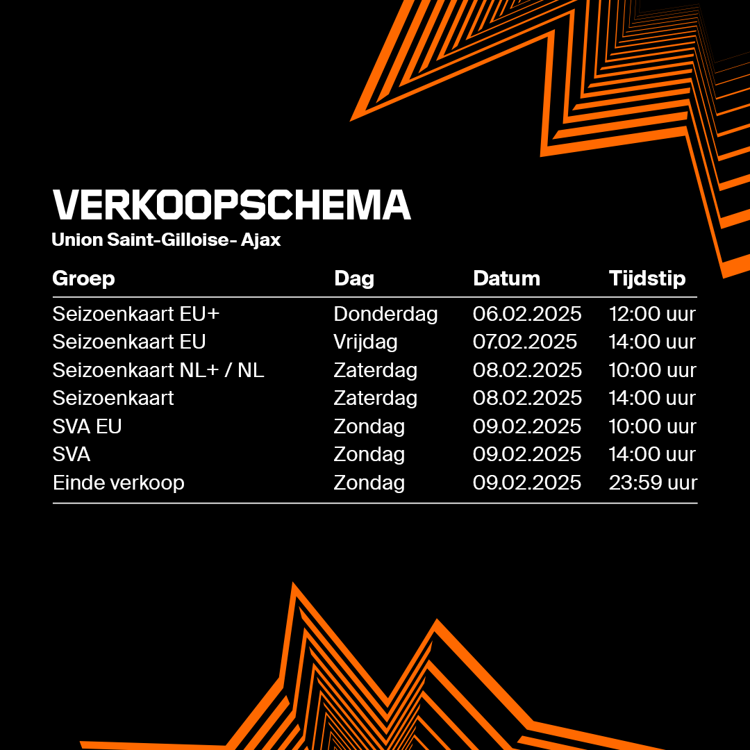 AJAX Verkoopschema Template 24 25 Union Uit