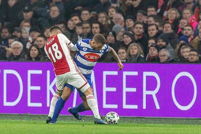 AMSTERDAM, 22-01-2020, Johan Cruijff Arena, KNVB Beker season 2019 / 2020 Player of Ajax  Razvan Marin, Player of Spakenburg Jordi Biitter during the game Ajax - Spakenburg