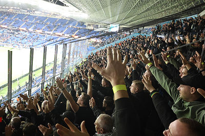 Een vol uitvak in Estadio Anoeta. © De Brouwer