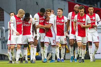 AMSTERDAM - Ajax - Sparta , Football , Season 2019/2020 , eredivisie , Johan Cruijff ArenA, 18-12-2019 ,
Ajax player Ryan Gravenberch scores 2-0