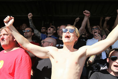 Blijdschap na de openingstreffer van Brobbey. © SV Ajax