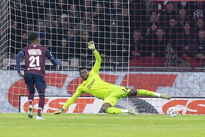 AMSTERDAM , 06-12-2019 , JohanCruyff Arena , Dutch Eredivisie Football season 2019 / 2020 . Willem II player Mike Tresor Ndayishimiye scores the 0-1 during the match Ajax - Willem II