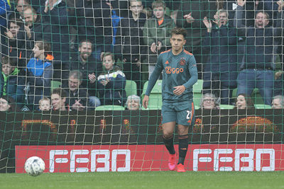 GRONINGEN ,  26-01-2020 Euroborg stadium, Dutch Eredivisie Football season 2019 / 2020 .  Ajax player Lisandro Martinez after the 1-0   during the match FC Groningen - Ajax